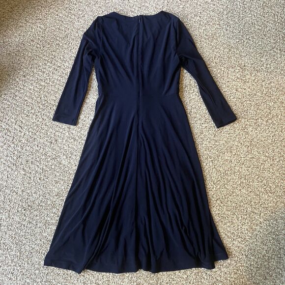 Hobbs London Womens Midi Dress Size 6 Knot Waist Coastal Navy Blue Classic - Picture 4 of 13